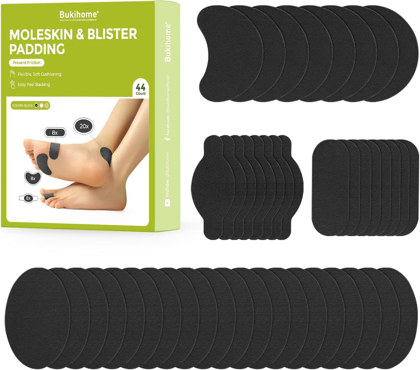Bukihome Moleskin Blister Pads