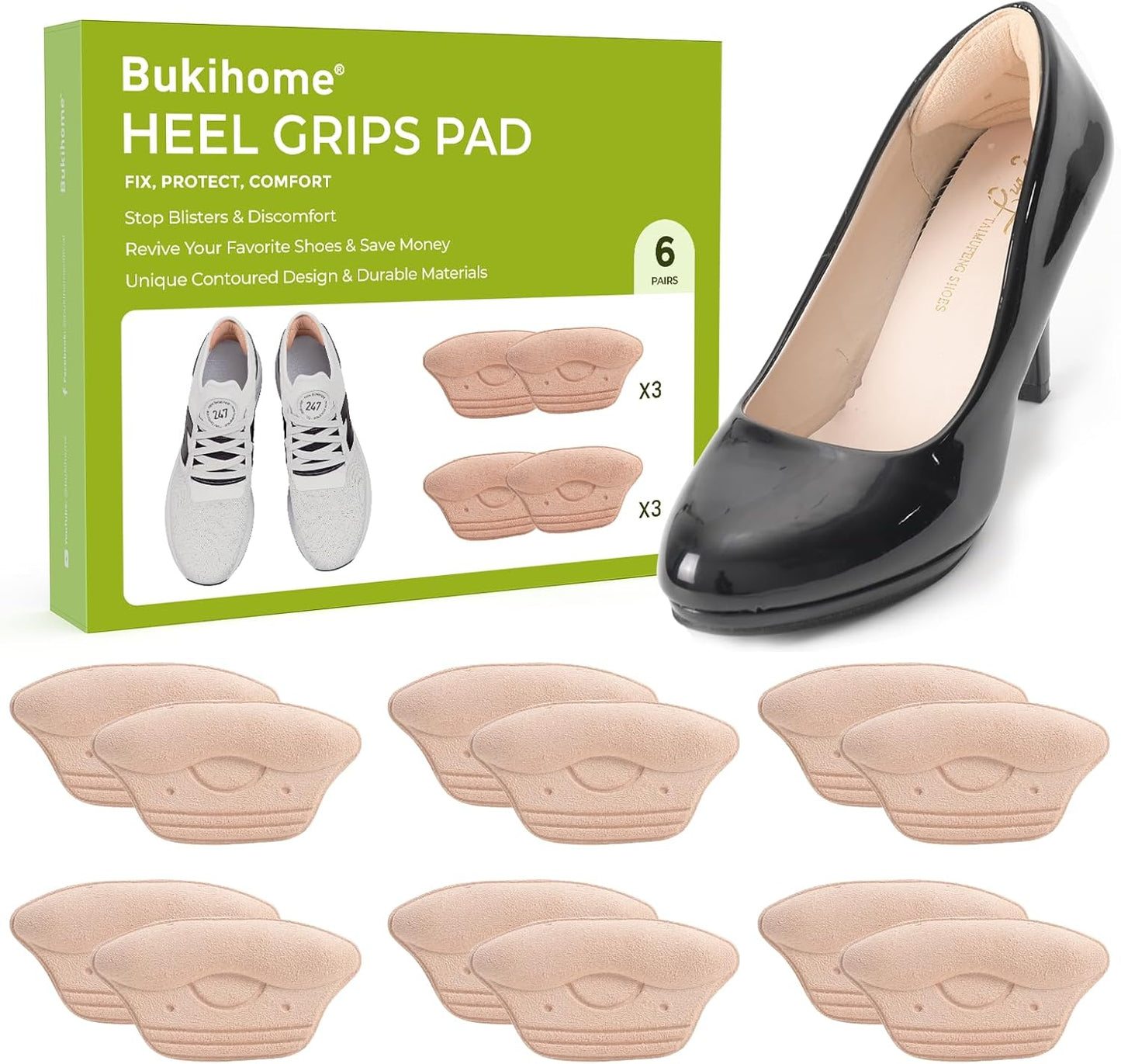 Bukihome Heel Grips Pads
