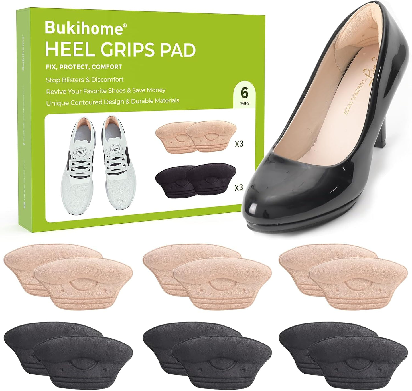 Bukihome Heel Grips Pads