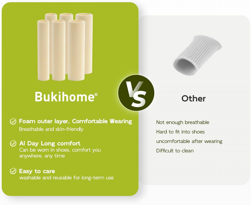 Bukihome Cuttable Toe Tubes Sleeves