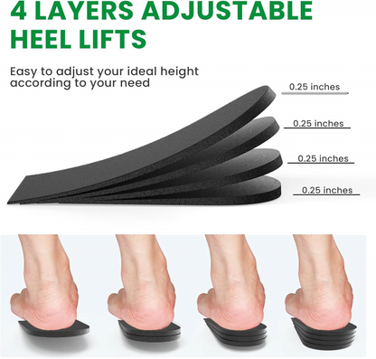 Adjustable Heel Lift Inserts for Shoes, Black