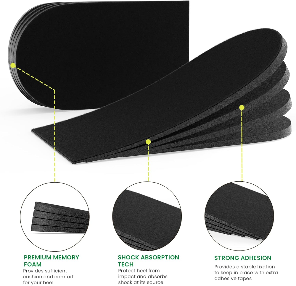 Adjustable Heel Lift Inserts for Shoes, Black