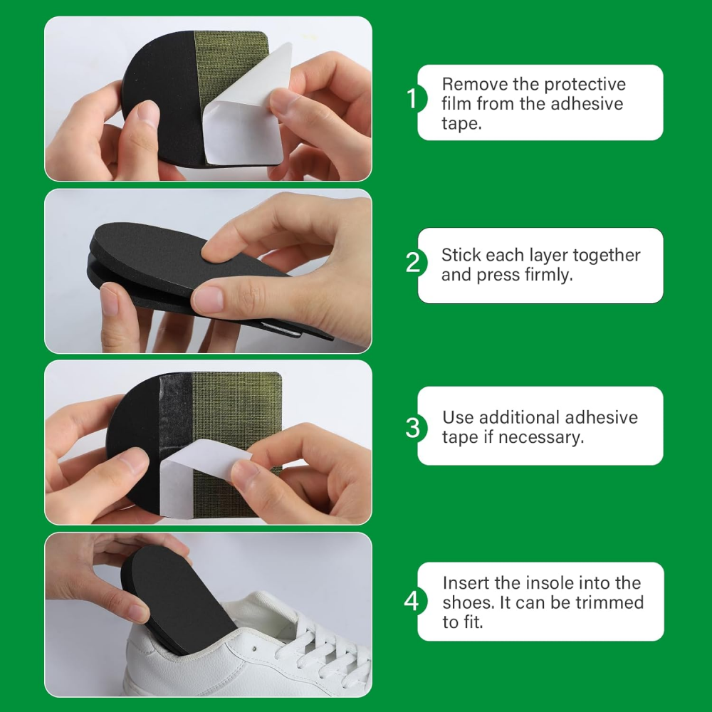 Adjustable Heel Lift Inserts for Shoes, Black