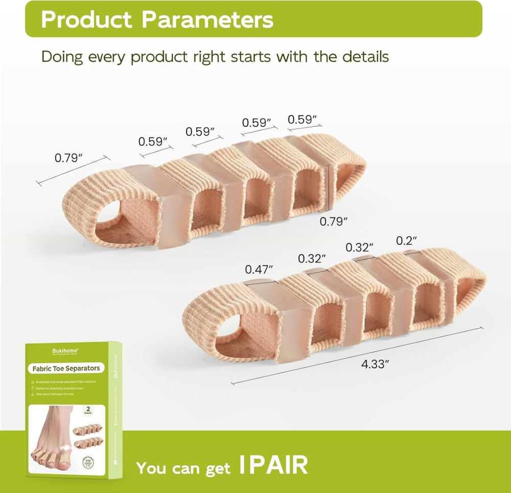 Bukihome Toe Separators with Fabric Lining