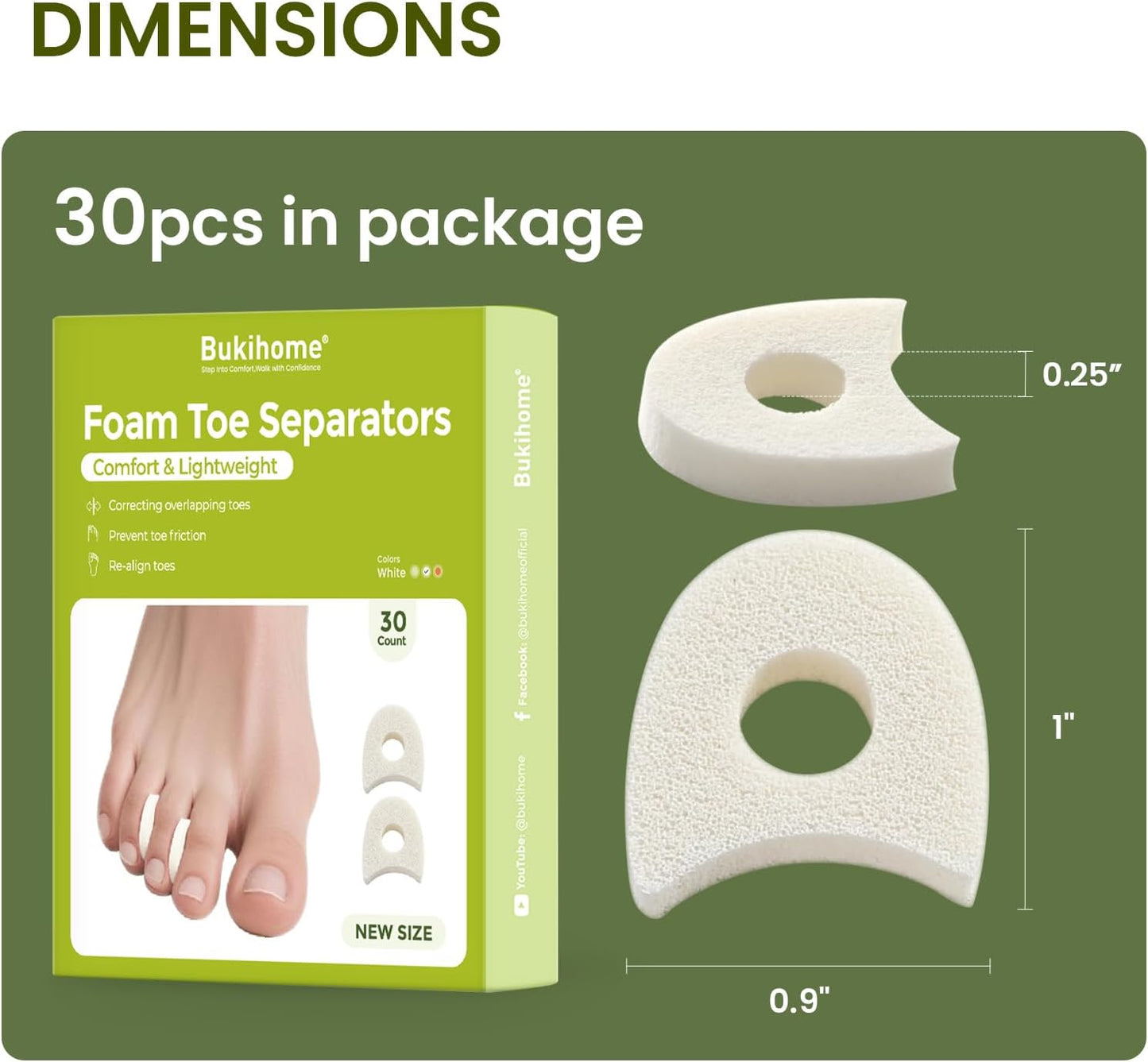Bukihome Foam Toe Separators